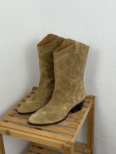 Sezane suede cowboy boots tan - suede,